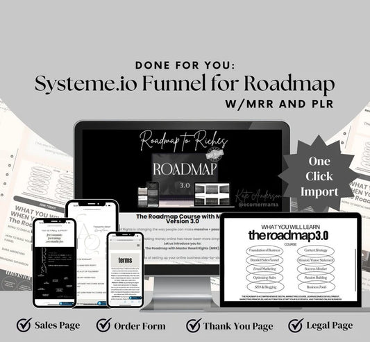 Roadmap 3.0 Systeme.io Sales Funnel Template- DFY Digital Marketing Product with Master Resell Rights MRR and Private Label Rights PLR